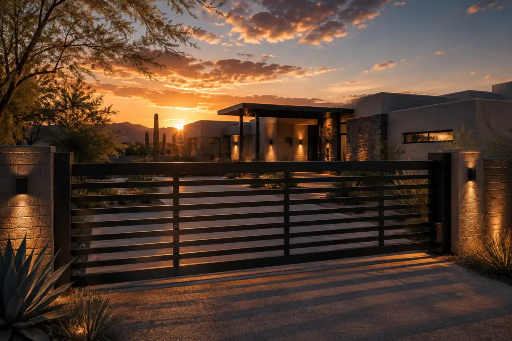 Custom driveway gate at a Yuma County property